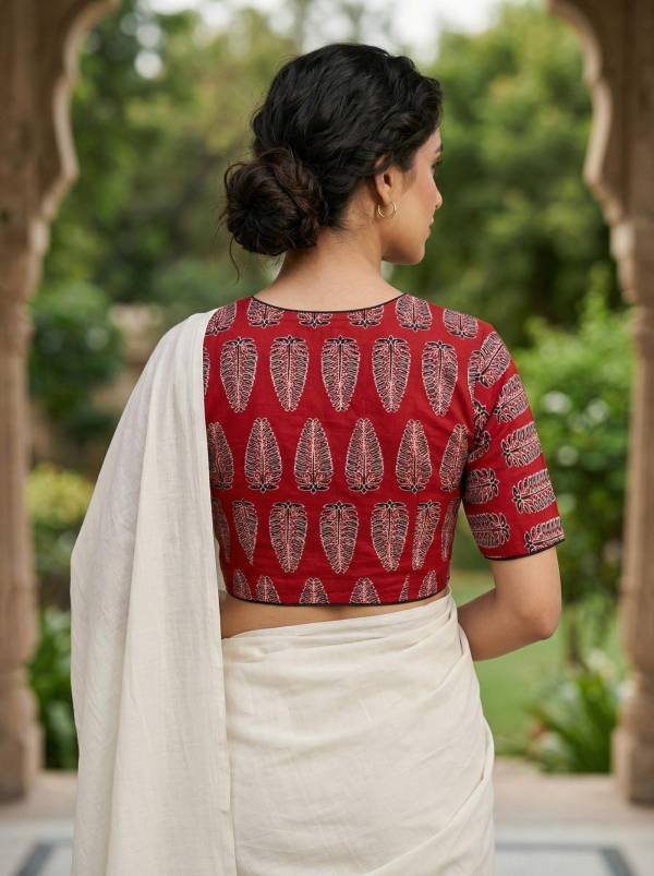 The Red Blouse Edit: How to Match Red Ajrakh & Red Madhubani Blouses with Sarees