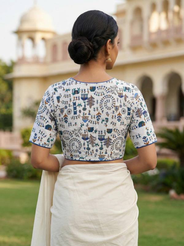 White Cotton Blouses for Summer: Easy Ways to Wear White Madhubani Prints